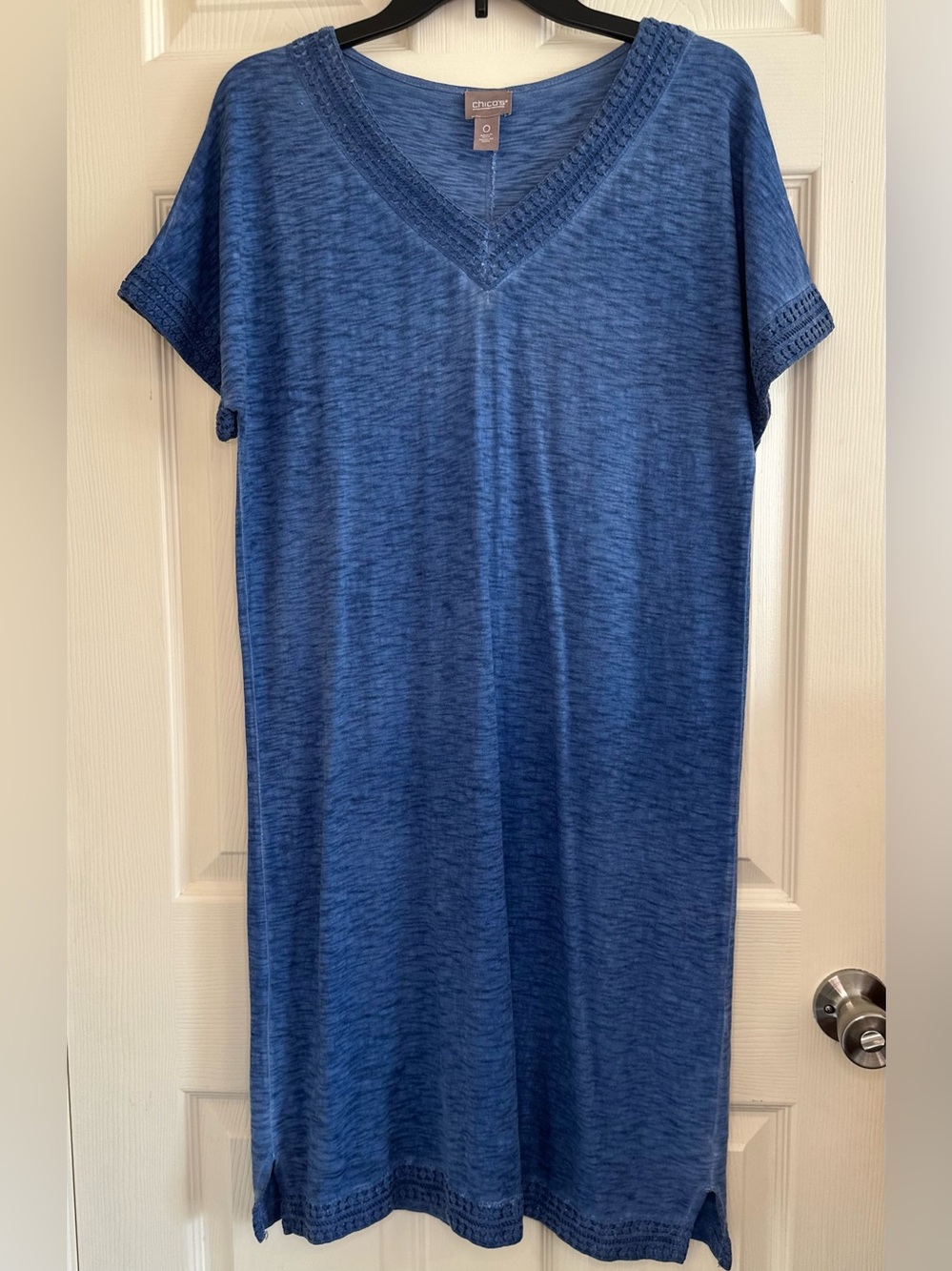 Chico's Blue Heather V-Neck Midi Dress